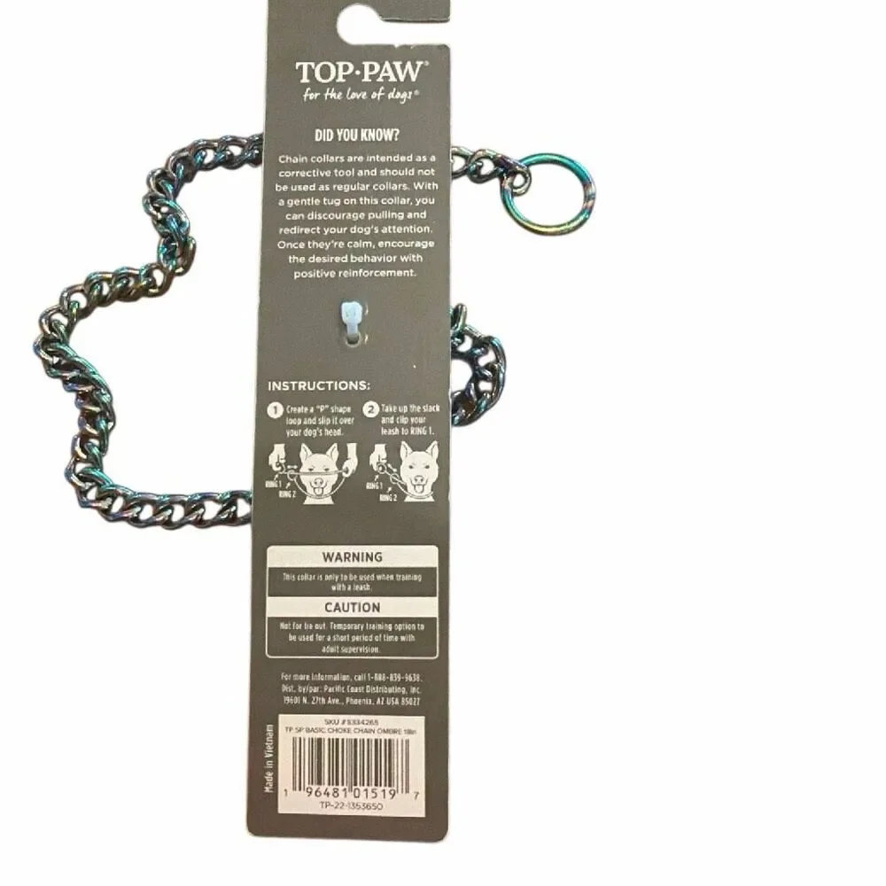 Training “no pull chain collar” dog TOP PAW “ ombré iridescent size medium 2.5mm